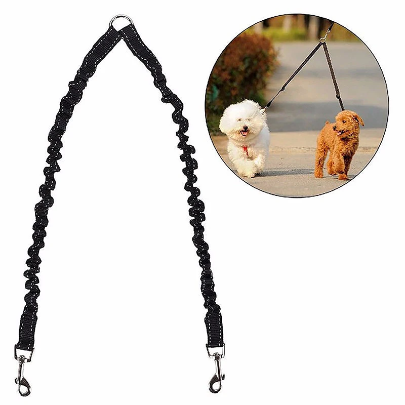 Pet Dog Double Head Traction Rope Outdoor Sport Elastic Reflective