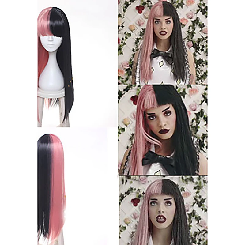 HAIRJOY синтетический парик косплей парик прямой черный розовый с длинными плетеными хвостами