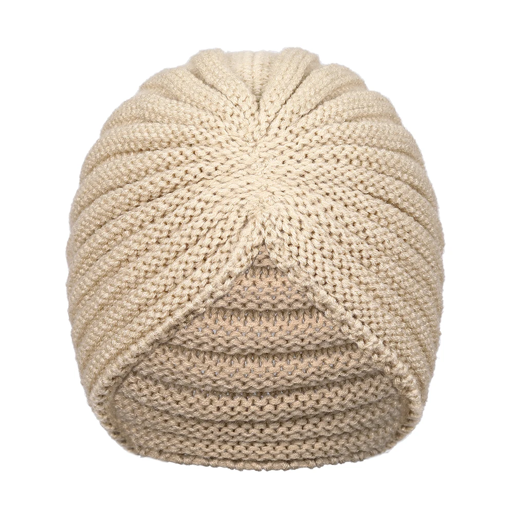 style 1- beige Haimeikang женские новые банданы тюрбан Зимний вязаный тюрбан шапка центр крест волосы шарфы Бохо завязанная Теплая повязка мусульманская шапка - Цвет: style 1- beige