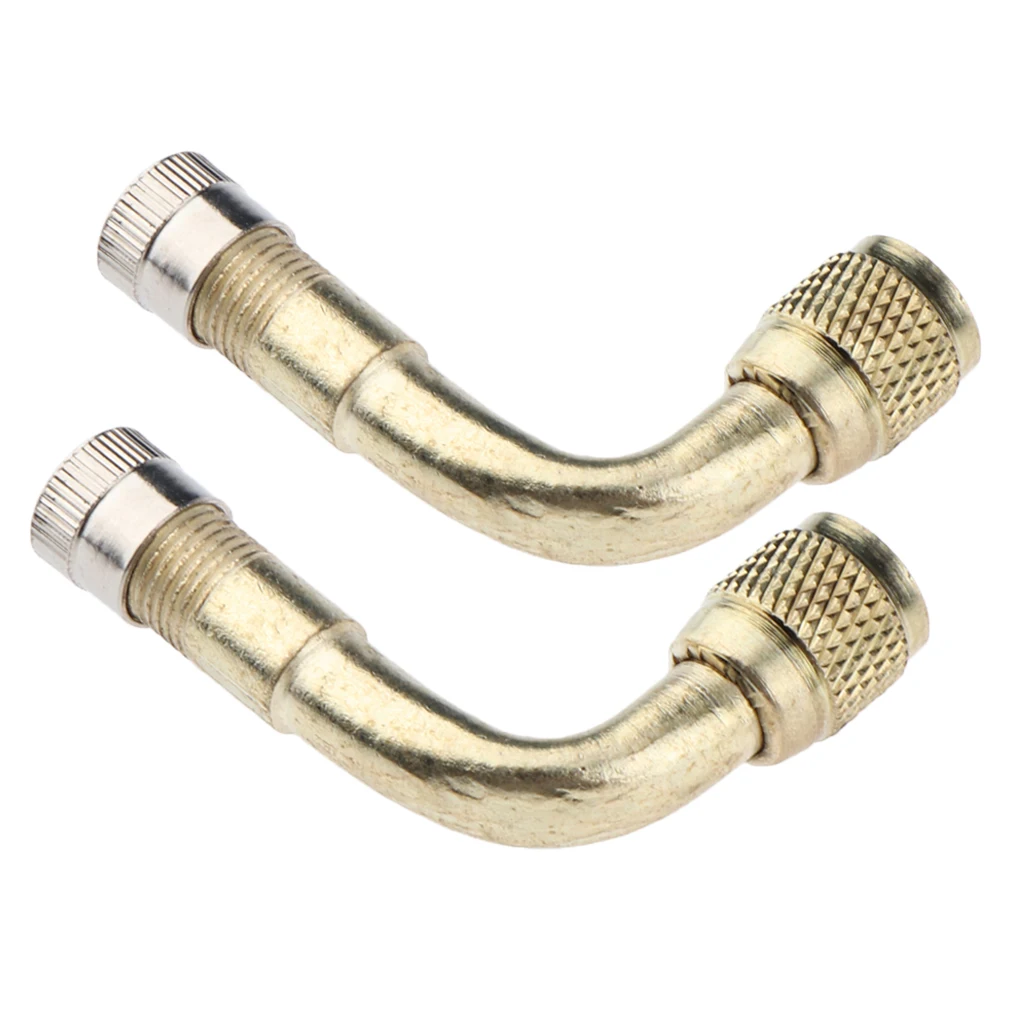 

2x Universal Copper Tire Tyre Valve Extension Adaptor For Car Bike Yellow 90°