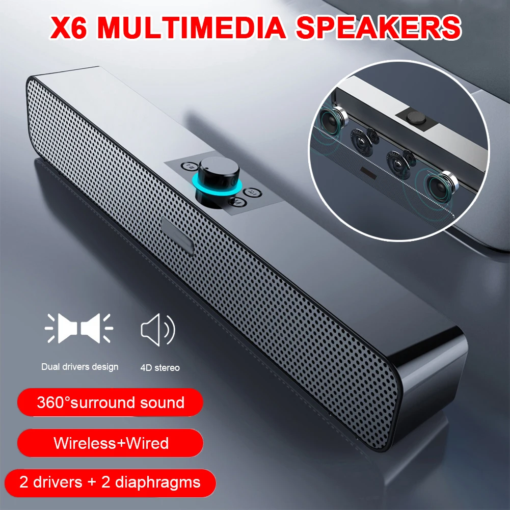 

Long bluetooth speaker knob desktop home theater computer game small speaker