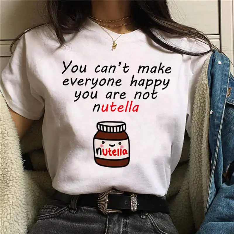 Nutella Футболка с принтом женская летняя Harajuku Ullzang новая футболка Милая футболка с графическим рисунком футболки - Цвет: 2