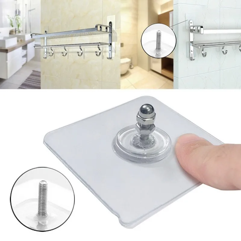 10pcs Punch-Free Non-Marking Screw Stickers Hooks Self-Adhesive Seamless Sticky  Wall Hook No Trace Mounting Screw Rack Nail Hook