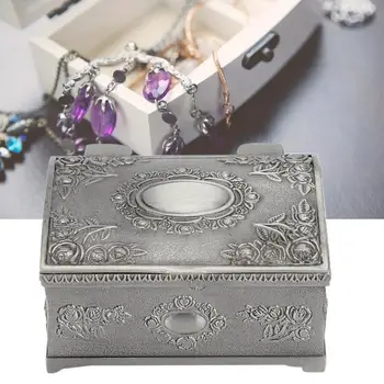 

Retro Jewelry Box Rectangular Flower Embossment Decor Earrings Ring Storage Case Necklace Box Gift Box Watch Display Holder j