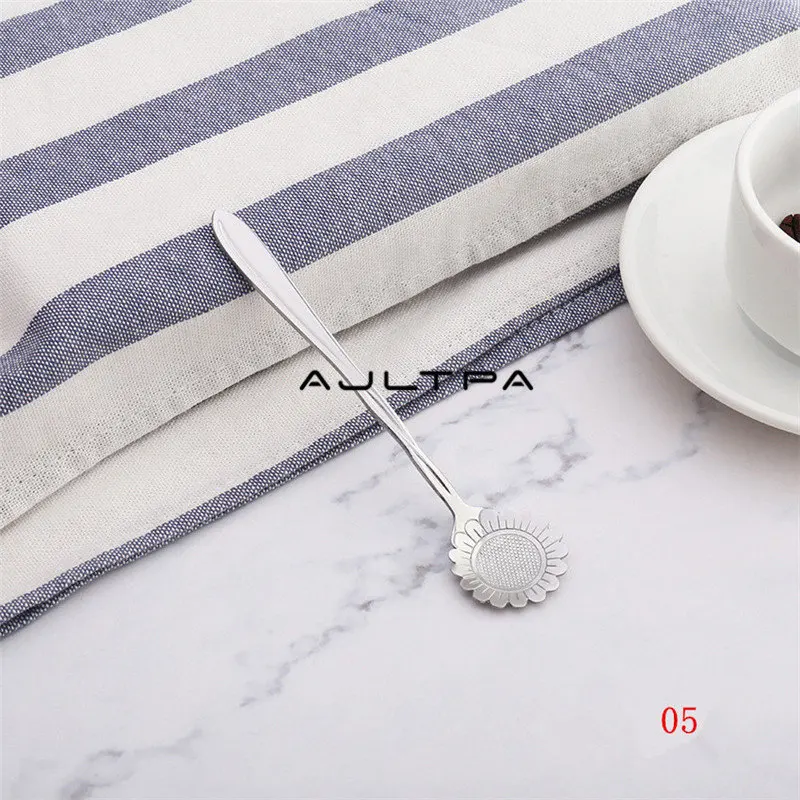1200Pcs Stainless Steel Tea Coffee Spoon Juice Spoon Ice Cream Spoon Kitchen Tableware Creative Flower Shape Silver