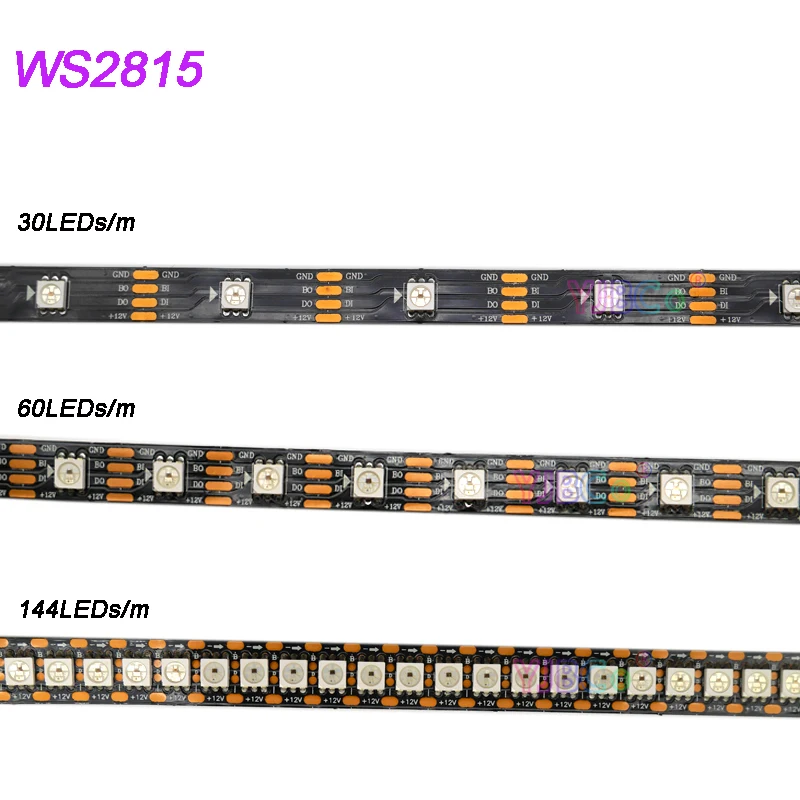 Светодиодный ленточный светильник WS2815 12 В 30/60/144 пикселей черный/белый