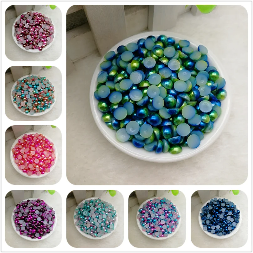 Hot 4/ 5/ 6/ 8mm Half Round Colorful Shiny Pearl Bead Flat Back Scrapbook for Craft 16colors DIY | Украшения и аксессуары