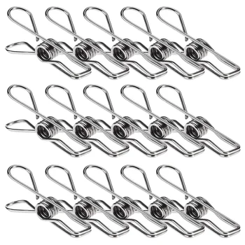 

24 Pcs Stainless Steel Wire Clip, Multi-Function Clip, Utility Clip Pins Hanging Clip Office Fastener, Metal Wire Clip for Cloth
