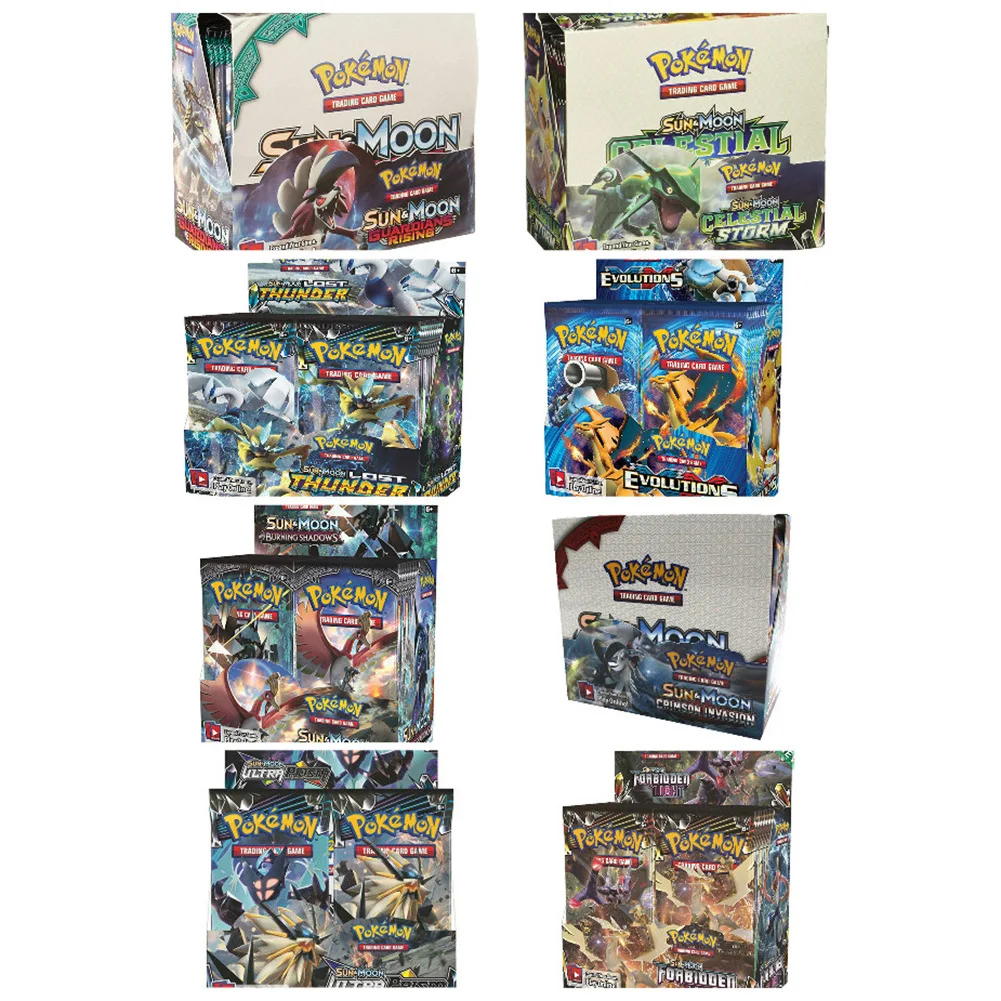 364 шт. карта Pokemon TCG: Sun & Moon Forbidden Light Booster герметичная коробка Коллекционная торговая карта покемона Набор детских игрушек