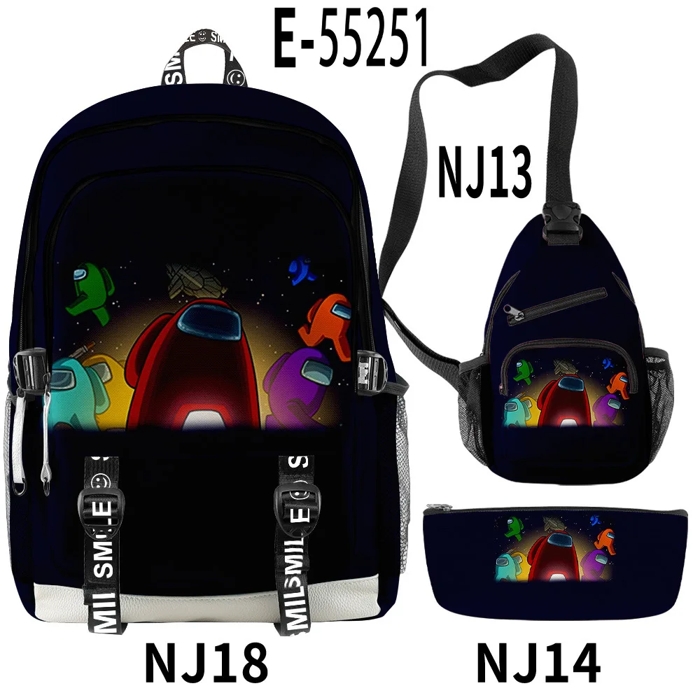 Game Am Long USA Fashion Backpack Three Pieces Boys Girls School Bags Unisex Laptop Outdoor Sport Oxford Anime Black Backpacks | Багаж и