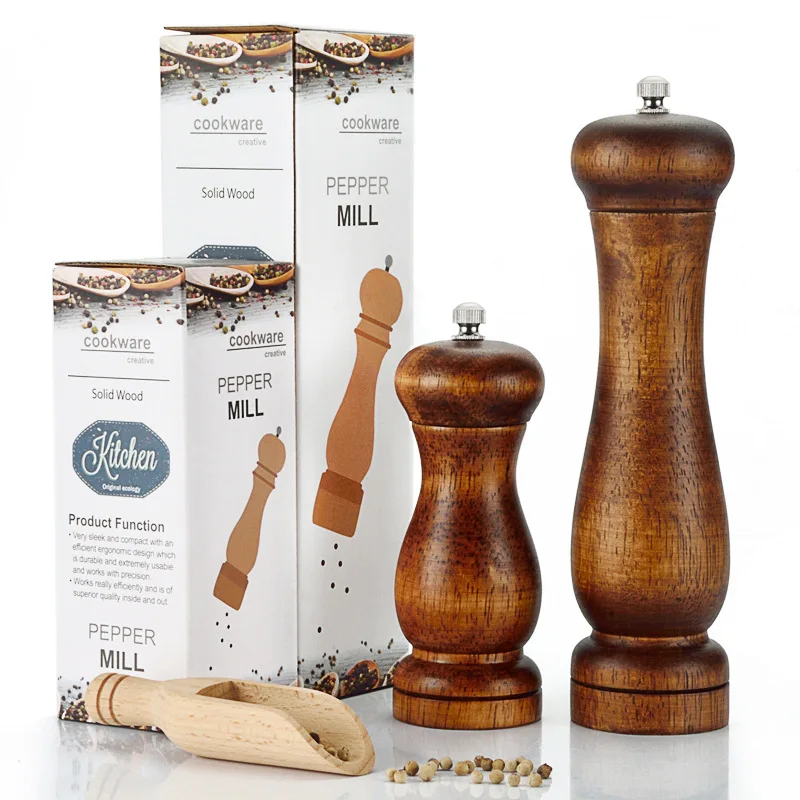 

Rubber Wood Adjustable Ceramic Grinder salt pepper shakers Handheld Seasoning Mills Grinder Spice Milling Machine Cook BBQ Tools