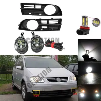 

For VW Touran 2003 2004 2005 2006 Car-styling Front LED Bumper Fog Lamp Fog Light Wire Harness Fog Lamp Grille Cover