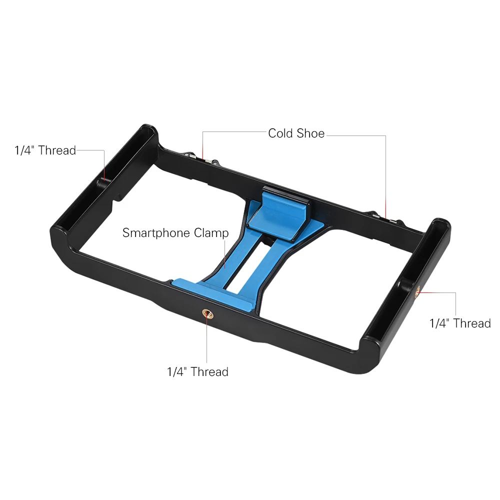 Handheld Video Rig Phone Tripod Mount Stabilizer + Dimmable LED Light + Microphone for Smartphone P
