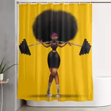 Афро волосы Африканская женщина желтый эксцентрик Ванная комната Душ шторы декоративные