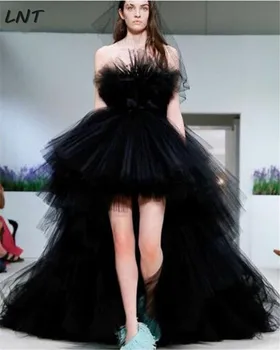 

Black High Low Party Dresses Couture Sleeveless Pageant Dress Long Party Evening Gowns