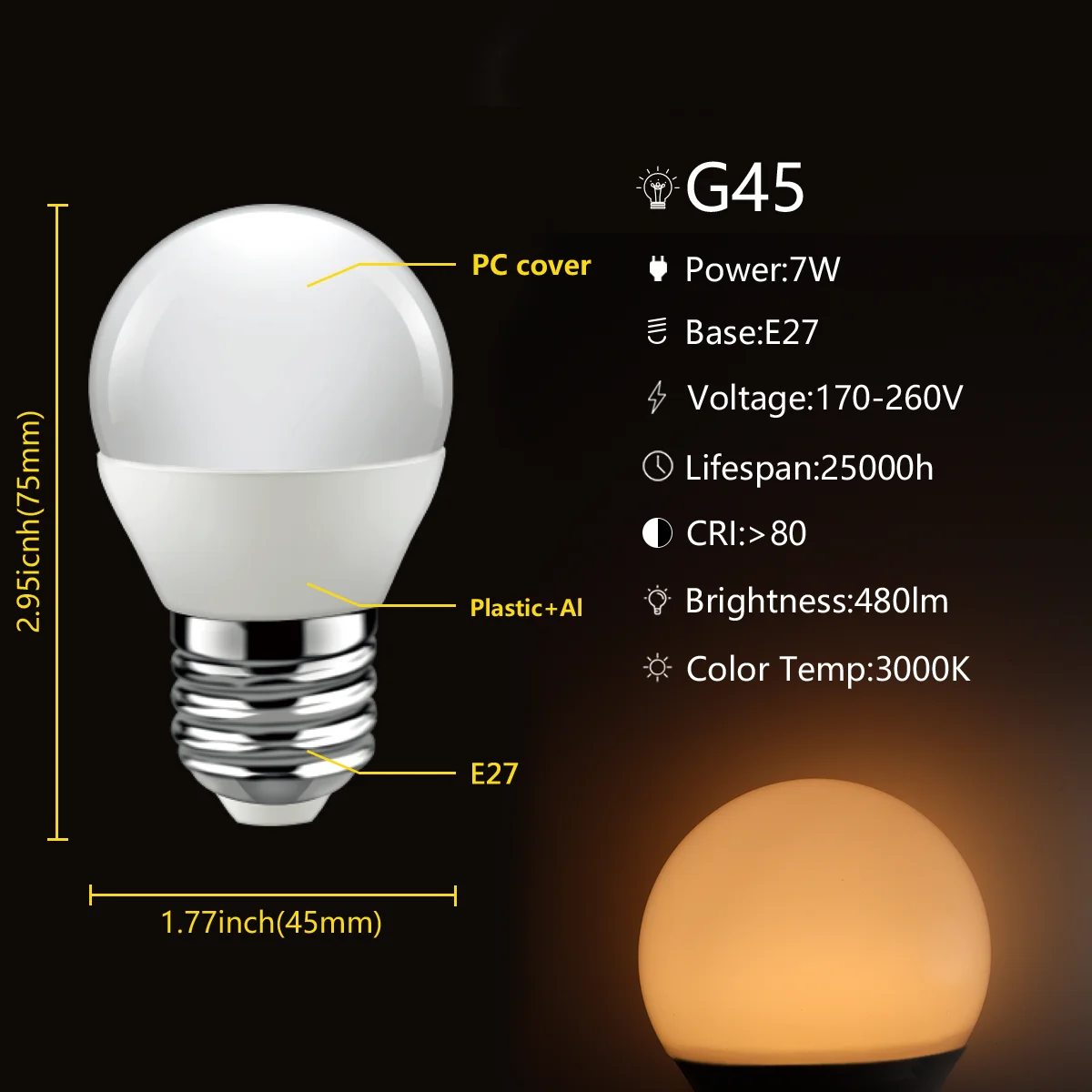 Ampoule LED E27 Dimmable, 9.5W Équivalent 100W, Blanc Chaud 3000K 1521LM, Ampoules E27 LED Globe
