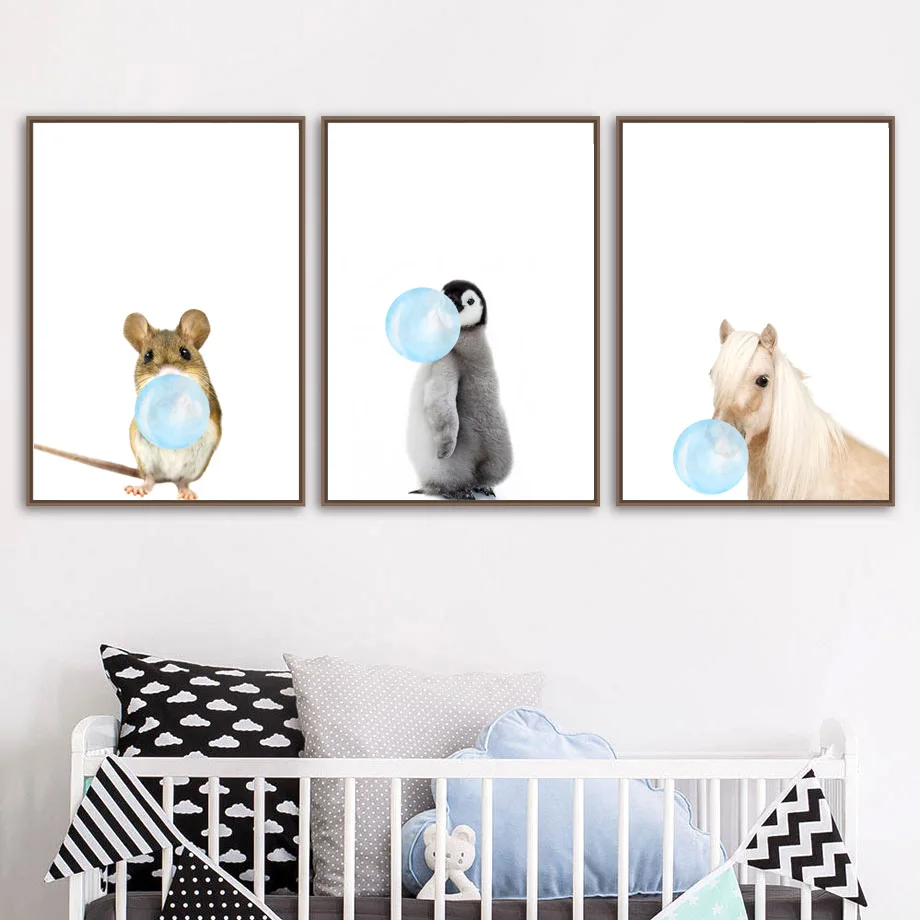 Cartoon-Horse-Cat-Penguin-Duck-Mouse-Balloon-Wall-Art-Canvas-Painting-Nordic-Posters-And-Prints-Wall (2)