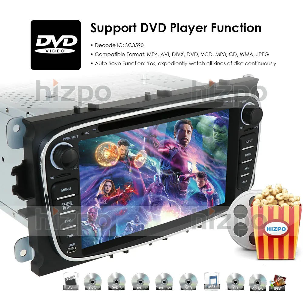 2 din Android 10,0 автомобильный DVD мультимедийный плеер gps Navi для Ford для Focus2 Mondeo Galaxy Wifi Аудио Радио Стерео головное устройство Canbus