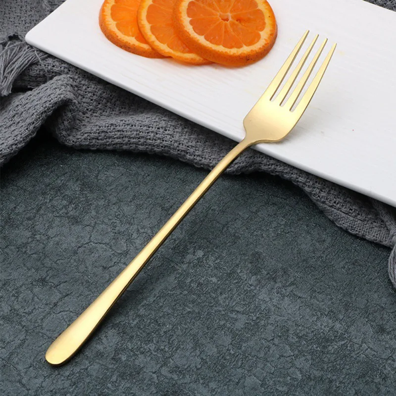 Stainless Steel Dinner Fork Long Handle Forks Cutlery Korea Colorful Dessert Fork for Hotel Party Kitchen Tools