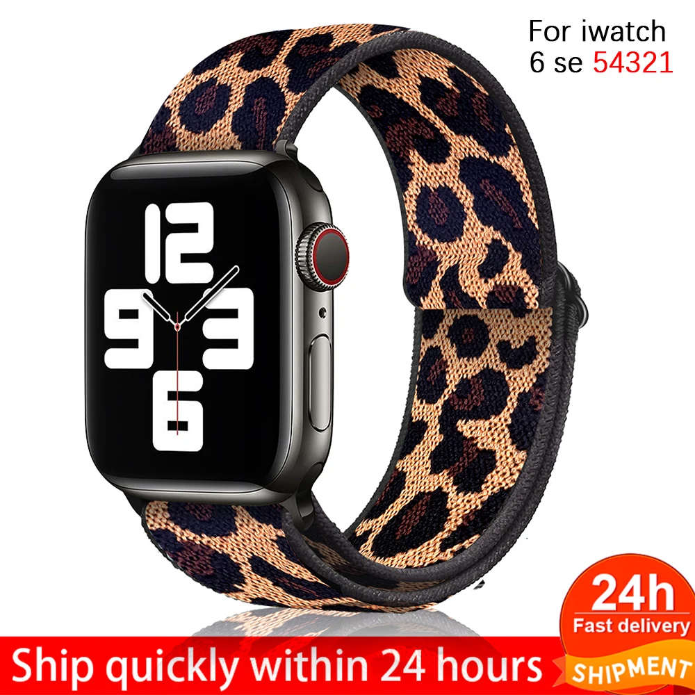 

Soft nylon elastic stretch Loop buckle Apple watch band 38mm42mm Series 6 SE 543 2 1 For iWatch Strap Nylon strap braid 44mm40mm