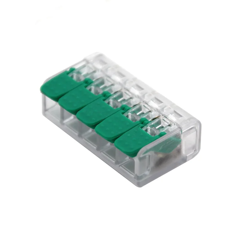 Cable Wire Connectors Mini Quick Terminal Block Universal Compact Wiring Electrical Connector Push-in For 4mm2 6mm2 Transparent