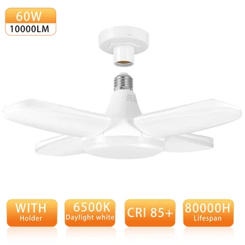

60w Mini LED Deformable Folding Garage Light Adjustable 4 Leaf Lamp With Holder L5