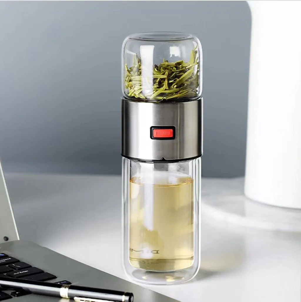 Стеклянная бутылка для воды с двойными стенками, разделительная чайная чашка для чая, чашка для чая, чашка для воды