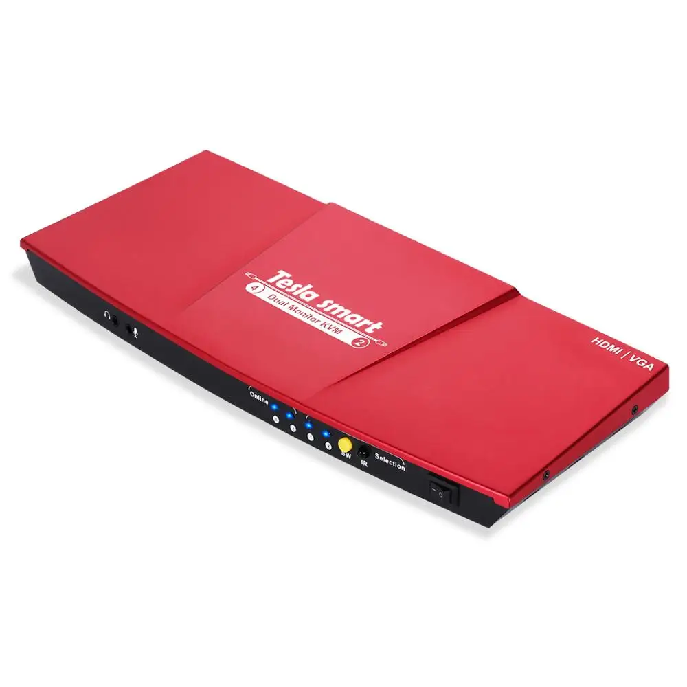 4K HDMI Dual Monitor KVM Switch 4 Port (2 HDMI Ports and 2 VGA Ports) Input 2 Port Output HDMI KVM