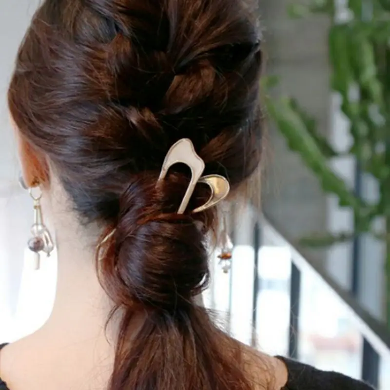 Japan Minimalist Alloy U Shape Hair Sticks For Women Lady Hairpin Bun Tool Headwear 2