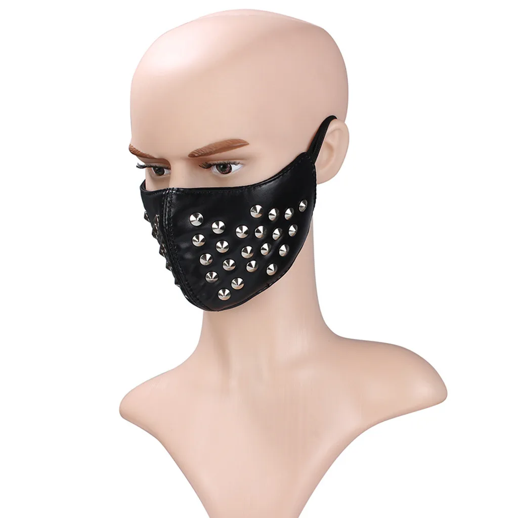 Панк Черный Унисекс мотоцикл панк Хэллоуин косплей стиль металлическая крутая маска для женщин и мужчин муфельные маски со ртом для лица