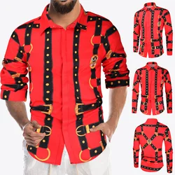 Luclesam estilo africano dos homens de luxo impressão vestido camisa 2022 moda botão para baixo manga longa camisas traje étnico dashiki