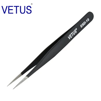 VETUS Пинцет для наращивания ресниц ногтей советы щипцы инструмент из нержавеющей стали Hyperfine высокая точность - Цвет: ESD-10