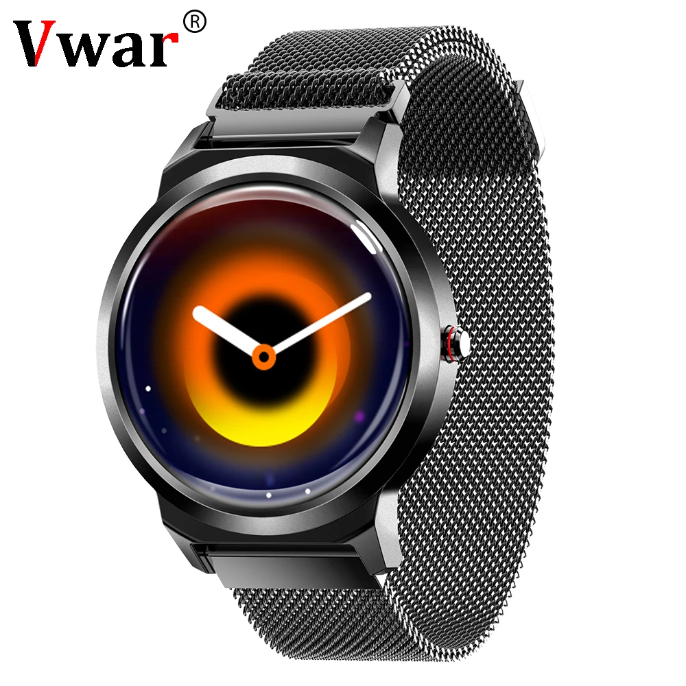 

2019 Vwar R6 Full Touch Round Women Smart Watch Heart Rate Monitoring Bluetooth Waterproof Men Smartwatch for IOS Android Phone