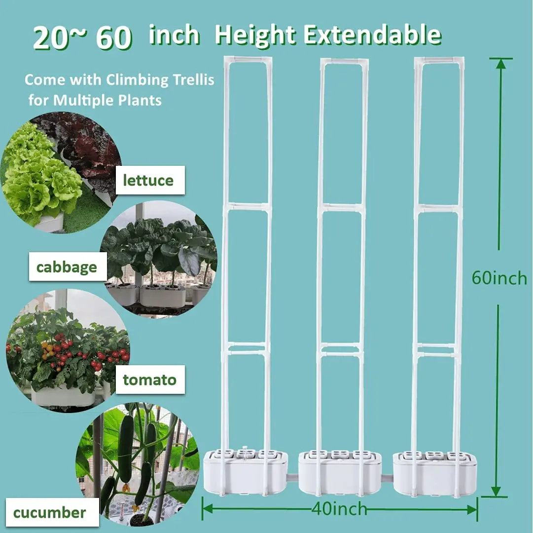 

Умная гидропонная система для выращивания растений с 60 "решеткой для скалолазания (9 отверстий для посадки), идеально подходит для томатов/огурцов