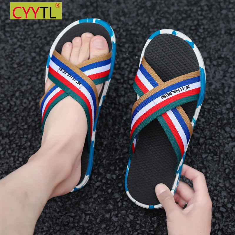 

CYYTL Mens Slip On Sport Slide Slippers Camouflage Fashion Ethnic Sandals Summer Beach Flip Flops Lightweight Casual Shoes