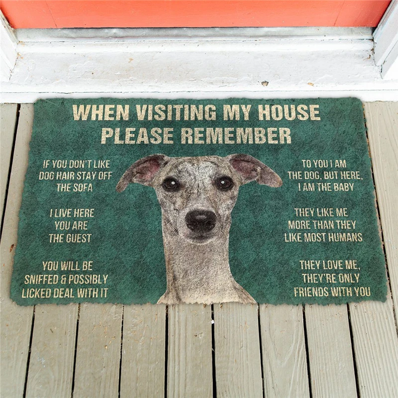 Please Remember Boston Terrier House Rules Custom Doormat Decor Print Carpet Soft Flannel Non-Slip Doormat for Bedroom Porch