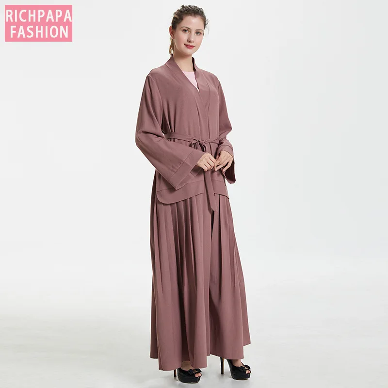 Abaya Дубай Кафтан длинный льняной плиссированный мусульманский хиджаб платье
