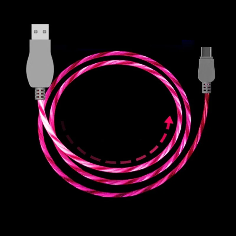 1 м длинный светодиодный зарядный кабель для зарядки Micro USB кабель type C USB C мобильный зарядный кабель для iPhone samsung Xiaomi - Цвет: Green 1M