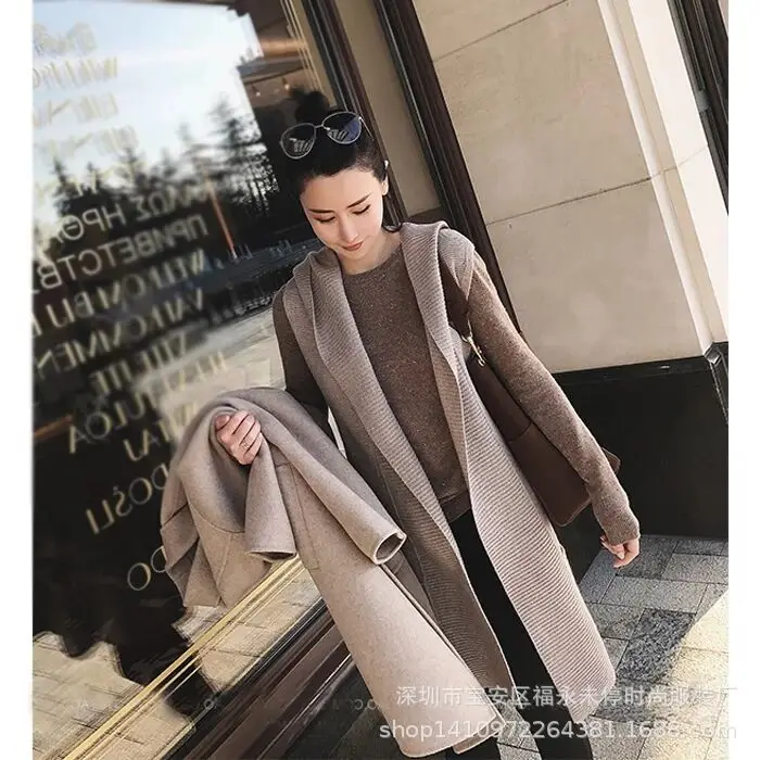 Модное Теплое повседневное пальто с отложным воротником для женщин с длинными рукавами и манжетами, шерстяное пальто и куртка с карманами, женская одежда