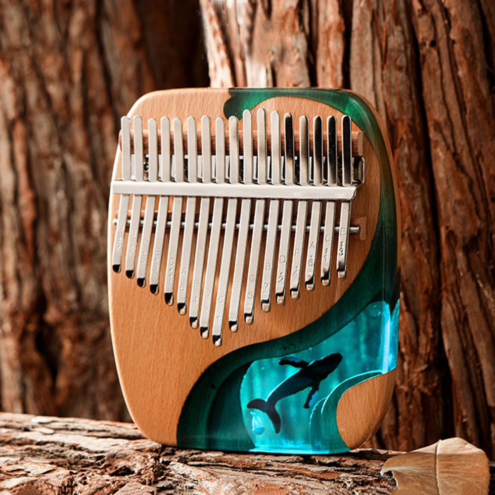 17 Keys Blue Dolphin Kalimba Beautiful Musical Machine Beech Wood Piano Thumb Finger Instrument Beginner Accessories | Спорт и