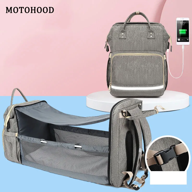 

MOTOHOOD Waterproof Mother Diaper Bags For Mom Backpack Multifunctional Baby Bed Nappy Bag Maternity Handbag Stroller Bag