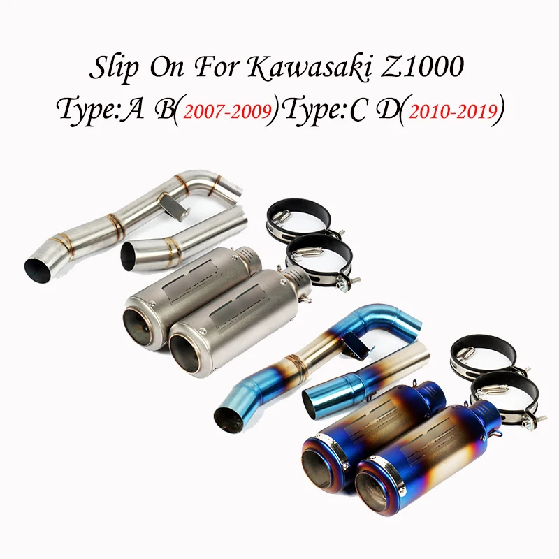 

Ninja1000 Z1000 Motorcycle Exhaust Muffler Middle Link Pipe Exhaust System Slip On Whole Set Pipe For Kawasaki Z1000 2010-2019