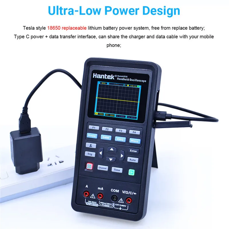 Цифровой осциллограф Hantek 3 в 1 генератор сигналов портативный мультиметр USB 2