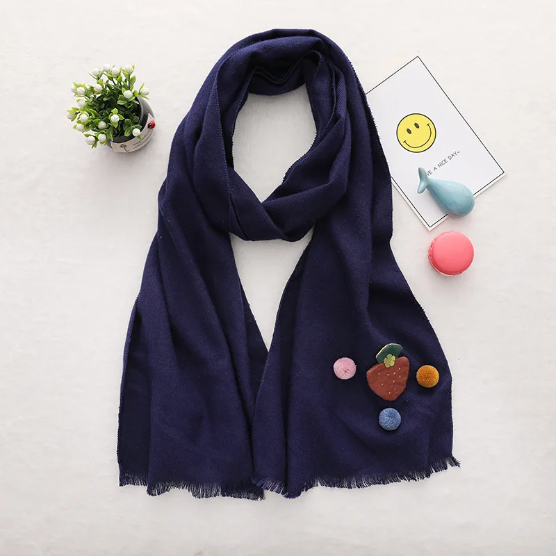 Girls Scarf Shawl Baby Kids Scarves Children Neckerchief Girl Autumn Winter Warm Neck Wear Accessories - Цвет: Тёмно-синий