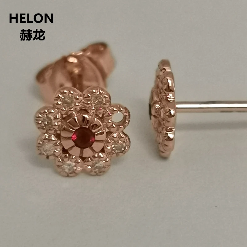 Solid 10k Rose Gold SI/H Natural Diamonds Women Stud Earrings Genuine Ruby Anniversary Wedding Trendy | Украшения и аксессуары