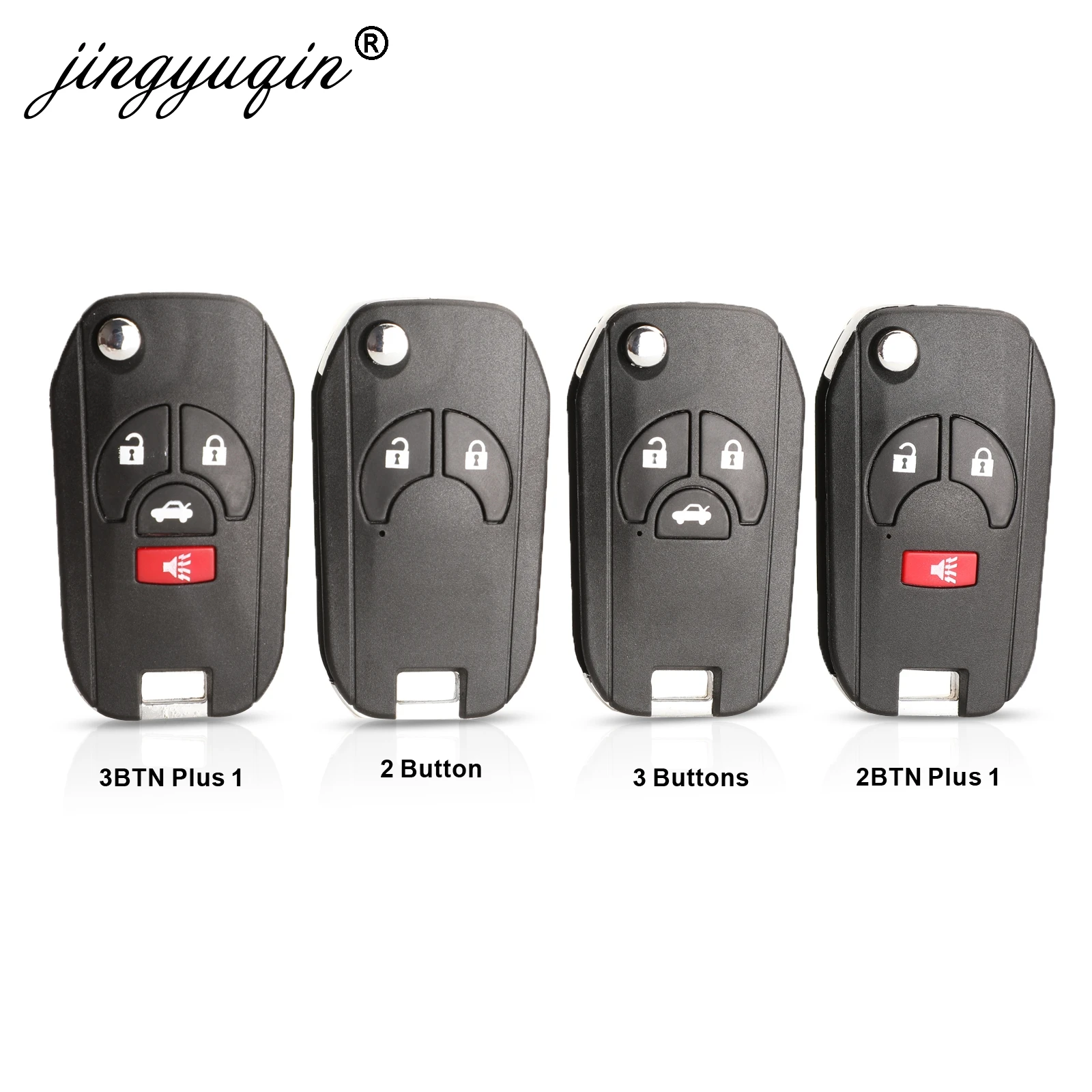 

jingyuqin 10pcs/lot Modified Flip key Fob Shell Case For NISSAN Cube Micra Qashqai Juke 2/3/4 Buttons Folding Keys