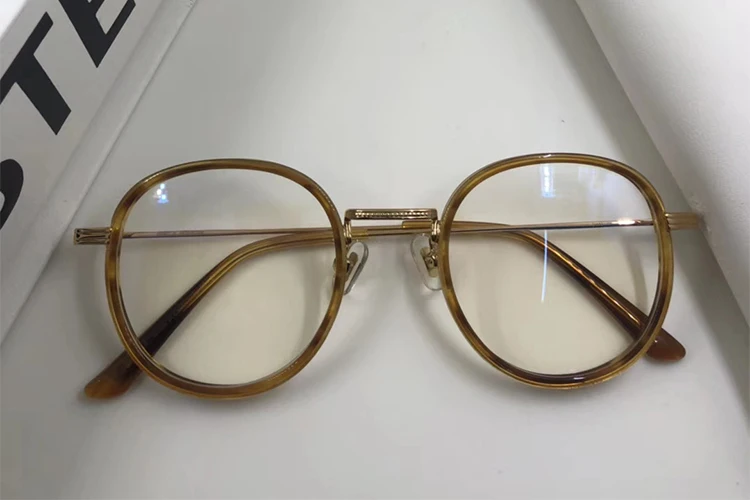 brown frame Корейские очки, нежные Брендовые очки Yeti, оправа для очков, женские дизайнерские оптические оправы, оправа для очков, круглые очки, металлические - Цвет оправы: brown frame