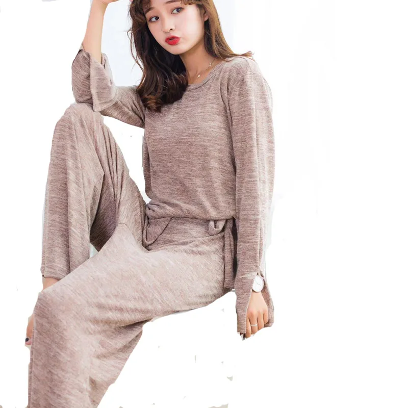 Женский спортивный костюм из двух предметов Трикотажная хлопковая свободная