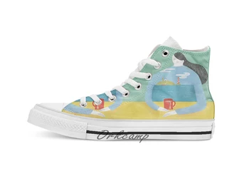

Sea Shirt Custom Casual High Top lace-up Canvas shoes sneakers Drop shipping
