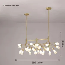  Kobuc Post Modern Glass Balls Chandelier Lighting Black Gold Branches Style Ceiling Firefly Hanging Lamp for Living Dining Room 
